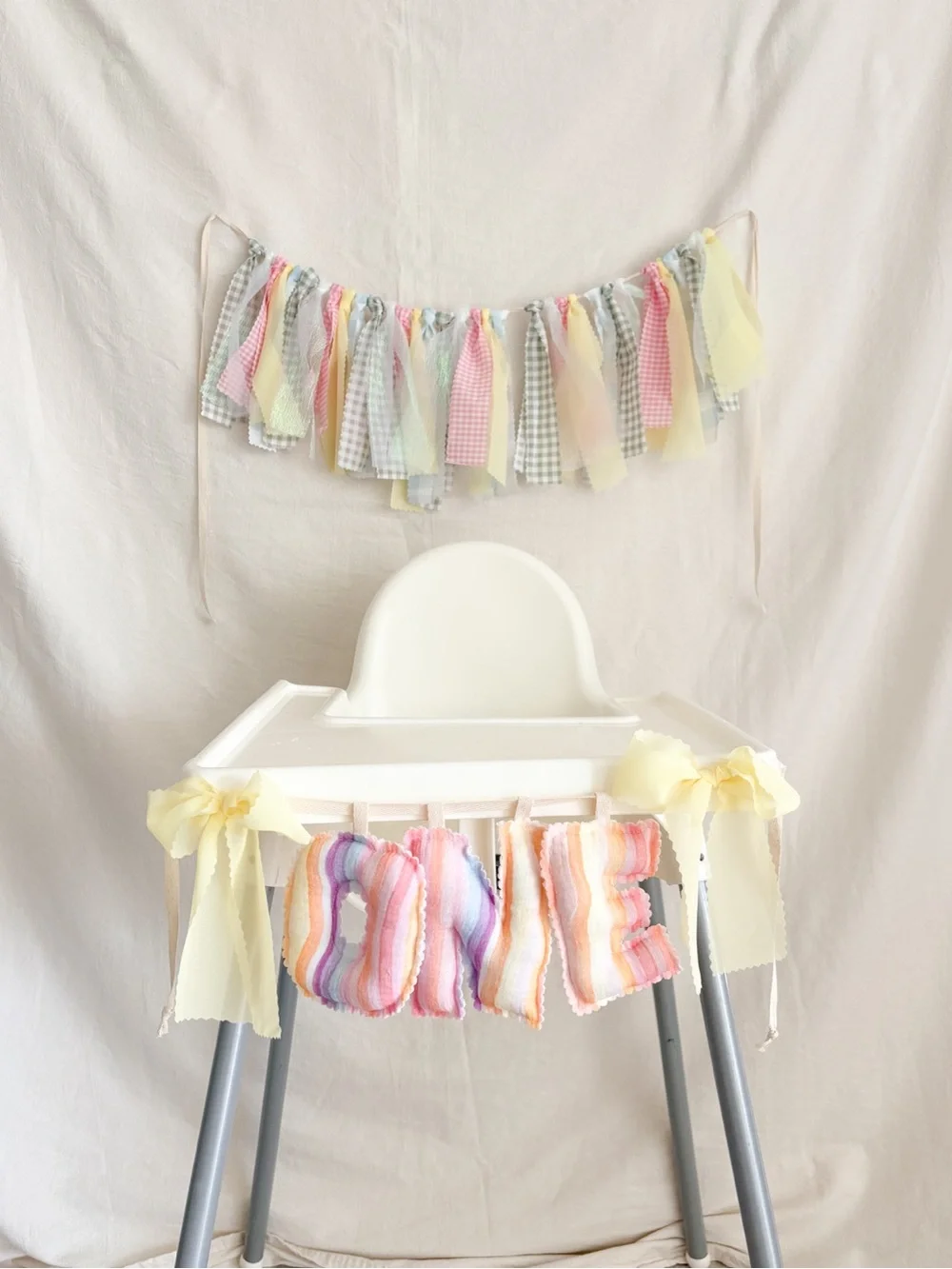 Pastel Rainbow 'ONE' High Chair Banner Garland - Party Decoration Firm Price